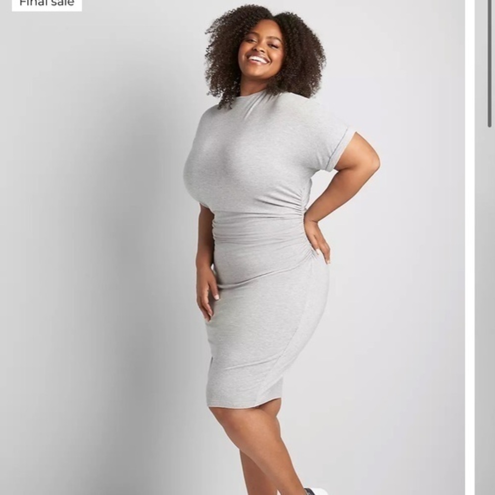 NWT Lane Bryant Gray Side Rouch Dress Size 18/20‎